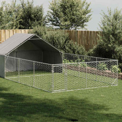 Canil exterior para cães com corredor 7x3x1,9 m aço galvanizado