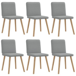 Cadeiras de jantar 6 pcs tecido cinzento-claro