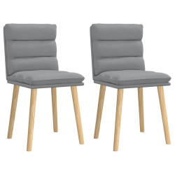 Cadeiras de jantar 2 pcs tecido cinzento-claro