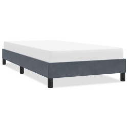 Estrutura de cama sem colchão cinza escuro 80x220 cm veludo