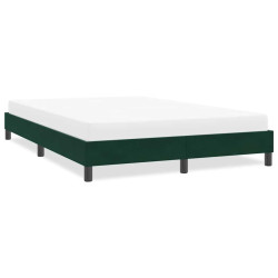 Estrutura de cama sem colchão 140x220 cm veludo verde-escuro