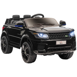 Carro elétrico suv infantil 12v com 2 motores controlo remoto faróis buzina bluetooth música USB e abertura de porta 3-5km/h 110x68x52cm preto