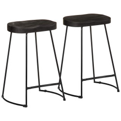 Banquetas de bar 2 pcs pretas madeira maciça de mangueira