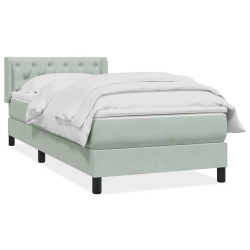 Cama com molas/colchão cinzento-claro 80x220 cm veludo