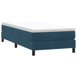 Box cama de primavera sem colchão azul escuro 90x210 cm veludo