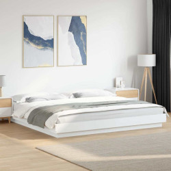 Estrutura cama c/ luzes LED 180x200 cm derivados madeira branco