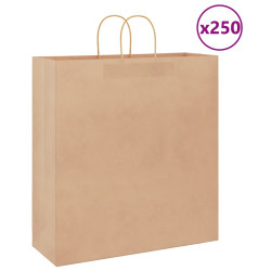 Sacos de papel 250 unid com alças castanho 45x17x48 cm