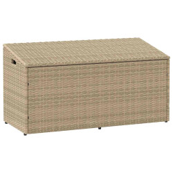 Caixa de armazenamento de jardim bege 110x50x58 cm vime sintético