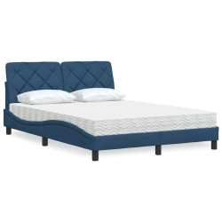 Cama com colchão 140x190 cm tecido azul