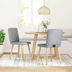 Cadeiras de jantar 2 pcs tecido cinzento-claro