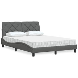 Cama com colchão 120x200 cm tecido cinzento-escuro