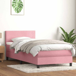 Cama com molas/colchão 80x220 cm veludo rosa
