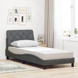 Estrutura de cama sem colchão 80x200 cm tecido cinzento-escuro