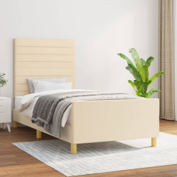 Estrutura de cama sem colchão 90x200 cm tecido creme