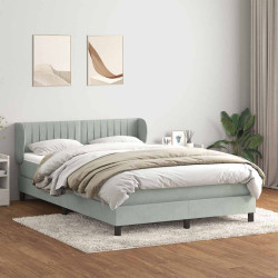 Cama com molas/colchão 160x210 cm veludo cinzento-claro