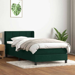 Cama com molas/colchão verde-escuro 80x220 cm veludo