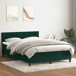 Cama com molas/colchão 160x220 cm veludo verde-escuro