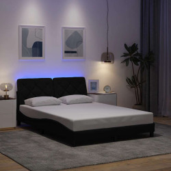 Estrutura de cama com LED sem colchão 140x190 cm tecido preto