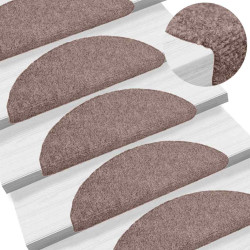 Tapetes de escada autoadesivos 20 peças 56x17x3 cm marrom claro meia-lua