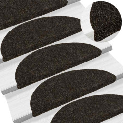 Tapetes de escada autoadesivos 20 peças 56x17x3 cm marrom escuro semicircular