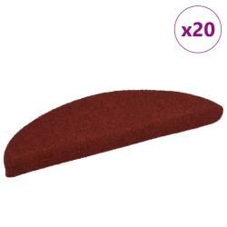 Tapetes de escada autoadesivos 20 peças 56x17x3 cm vermelho bordô meia-lua