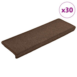 Tapetes de escada 30 peças 65x21x4 cm marrom café com borda retangular