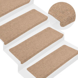 Tapetes de escada adesivos 30 pcs 65x24,5x3,5 cm bege