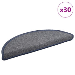 Tapetes de escada 30 peças 56x17x3 cm cinza claro e azul semicircular