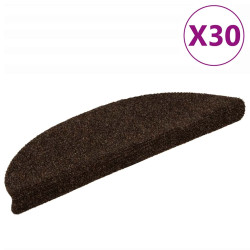 Tapetes de escada autoadesivos 30 peças 56x17x3 cm marrom meia-lua