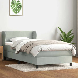 Cama com molas/colchão cinzento-claro 80x220 cm veludo