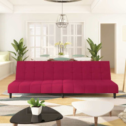 Sofá-cama de 2 lugares veludo vermelho tinto