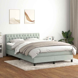 Cama com molas/colchão 160x210 cm veludo cinzento-claro