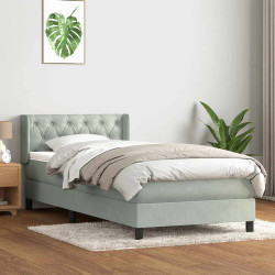 Cama com molas/colchão cinzento-claro 80x210 cm veludo