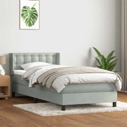 Cama com molas/colchão cinzento-claro 80x210 cm veludo
