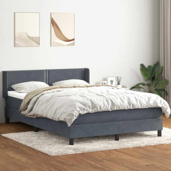 Cama com molas/colchão 160x210 cm veludo cinzento-escuro