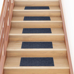 Tapetes de escada autoadesivos 30 peças 60x25 cm cinza azul retangular