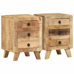 Mesas de cabeceira 2 pcs 37x32x50 cm mangueira áspera maciça
