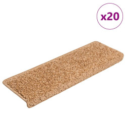 Tapetes de escada 20 peças 65x21x4 cm bege com borda retangular