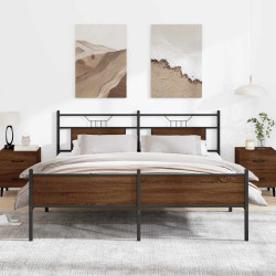 Estrutura cama sem colchão 183x213 cm metal carvalho castanho