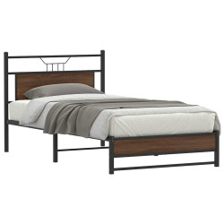 Estrutura de cama sem colchão 107x203 cm carvalho castanho