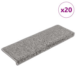 Tapetes de escada 20 peças 65x21x4 cm cinza com borda retangular