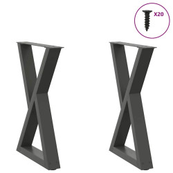 Pés para mesa de jantar 2 peças antracite 50x(72-73,3) cm aço