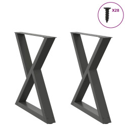 Pés para mesa de jantar 2 peças antracite 70x(72-73,3) cm aço