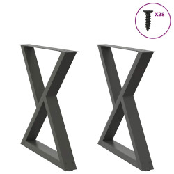 Pés para mesa de jantar 2 peças antracite 80x(72-73,3) cm aço