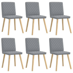 Cadeiras de jantar 6 pcs tecido cinzento-claro