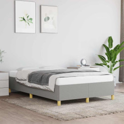 Estrutura de cama sem colchão cinza claro tecido
