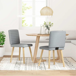 Cadeiras de jantar 2 pcs tecido cinzento-claro