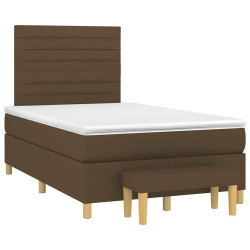 Cama boxspring com colchão 120x190 cm tecido castanho-escuro
