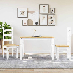 3 Pcs conjunto de jantar panama madeira pinho maciça branco