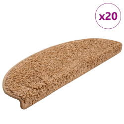 Tapetes de escada 20 peças 65x21x4 cm bege semicircular grande